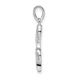Sterling Silver Treble Clef Pendant with Cubic Zirconia Accents, Musical Note Jewelry
