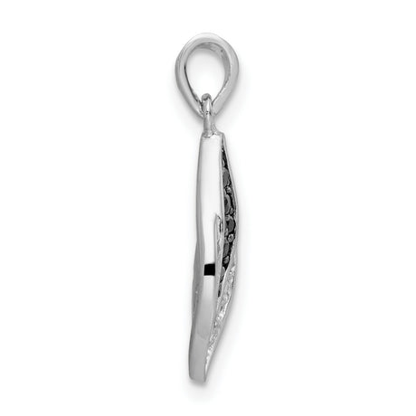 Polished Black and White CZ Charm Pendant in Real 925 Sterling Silver