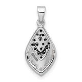 Polished Black and White CZ Charm Pendant in Real 925 Sterling Silver