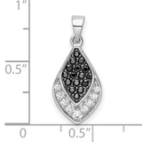 Polished Black and White CZ Charm Pendant in Real 925 Sterling Silver