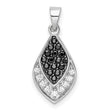 Polished Black and White CZ Charm Pendant in Real 925 Sterling Silver