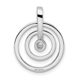 Sterling Silver Circle Pendant with Cubic Zirconia Center and Concentric Rings