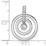 Sterling Silver Circle Pendant with Cubic Zirconia Center and Concentric Rings