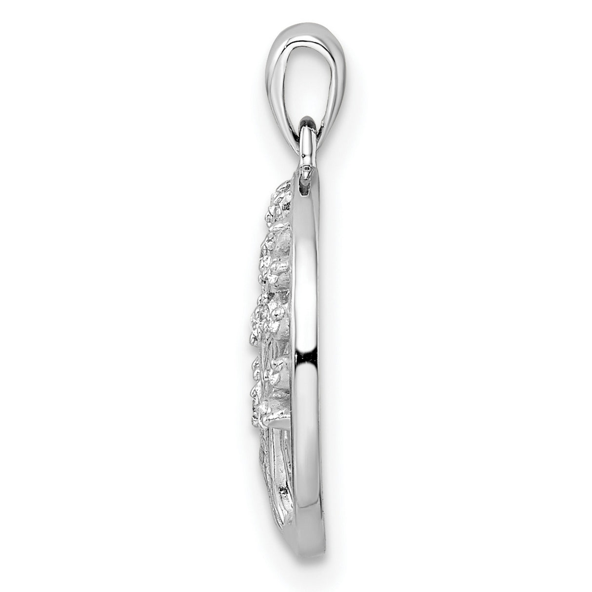 Sterling Silver Tree of Life Pendant with Cubic Zirconia, Openwork Circle Design, Leaf Accents
