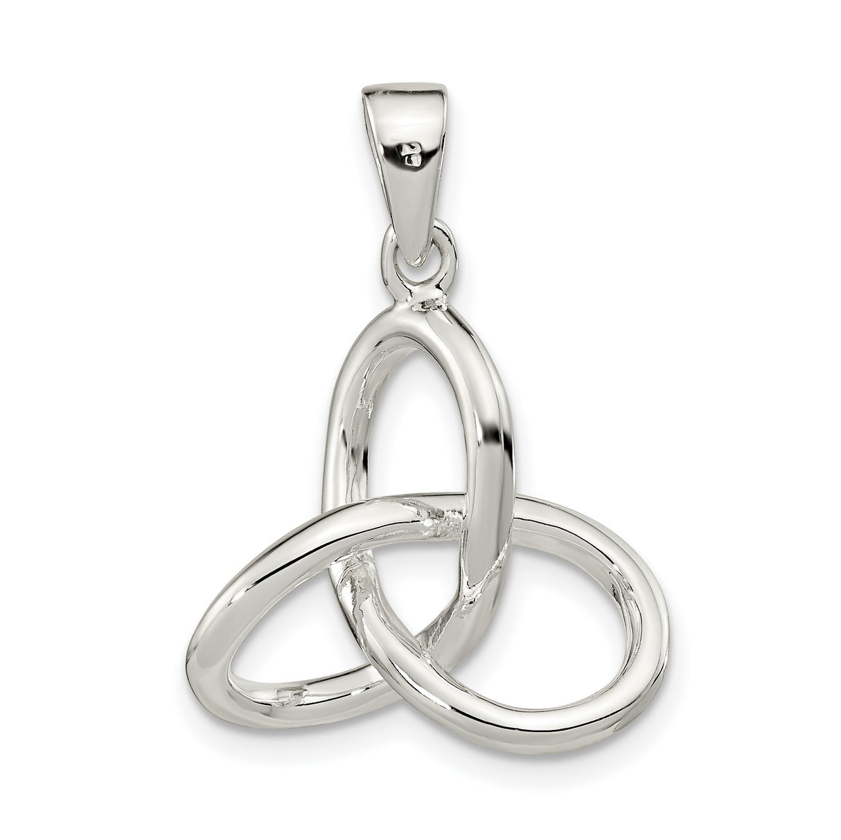 Sterling Silver Celtic Triquetra Pendant with Polished Knot Design