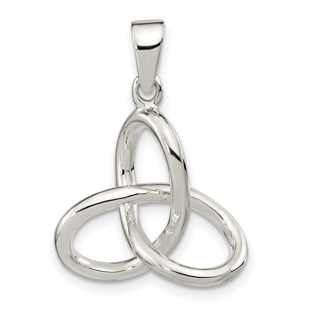 Sterling Silver Celtic Triquetra Pendant with Polished Knot Design