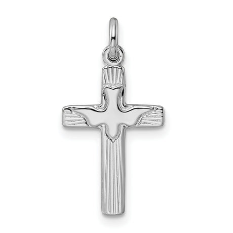 Sterling Silver Pendant with Dove Cross Design, Holy Spirit Symbol, Christian Jewelry for Men and Women