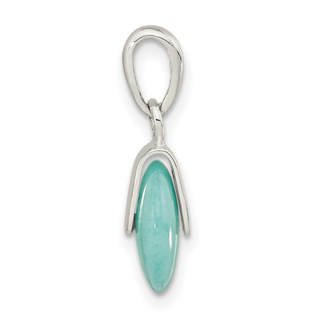 Sterling Silver Pendant with Synthetic Turquoise Disc, Minimalist Modern Style for Women