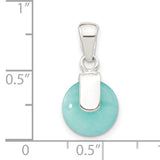 Sterling Silver Pendant with Synthetic Turquoise Disc, Minimalist Modern Style for Women