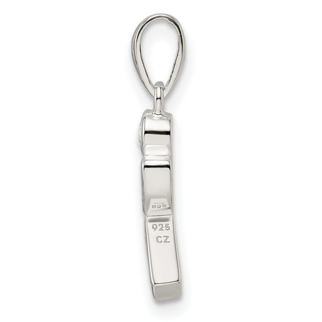 Sterling Silver Pendant with Cubic Zirconia in Round, Marquise, and Emerald Cuts, Geometric Design
