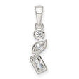 Sterling Silver Pendant with Cubic Zirconia in Round, Marquise, and Emerald Cuts, Geometric Design