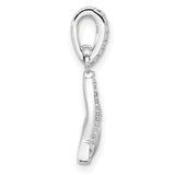 Sterling Silver Whale Tail Pendant with Cubic Zirconia, Ocean-Inspired Nautical Jewelry for Women
