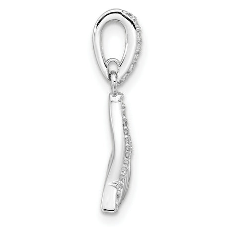 Sterling Silver Whale Tail Pendant with Cubic Zirconia, Ocean-Inspired Nautical Jewelry for Women