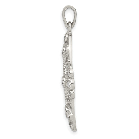 Sterling Silver Pendant with Cubic Zirconia, Vintage Filigree Floral Design for Women