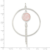 Sterling Silver Dangle Earrings with Soft Pink Gemstone and Cascading Tassels, Boho Hoop Style