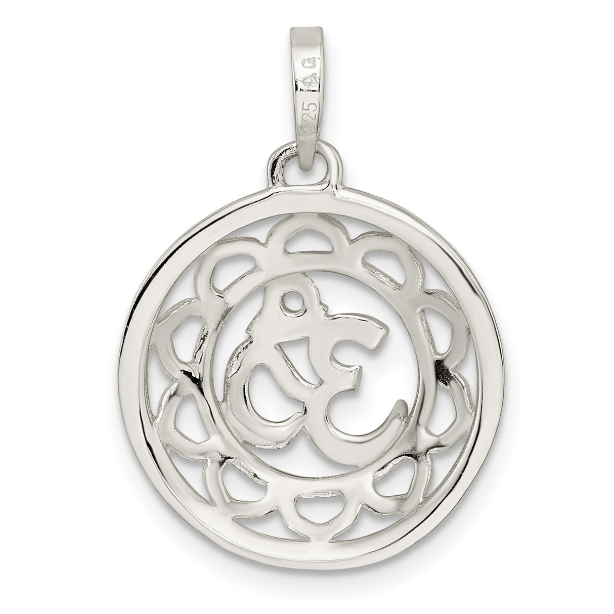 Sterling Silver Om Pendant with Lotus Flower Design, Yoga Meditation Jewelry for Women and Men