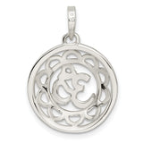 Sterling Silver Om Pendant with Lotus Flower Design, Yoga Meditation Jewelry for Women and Men
