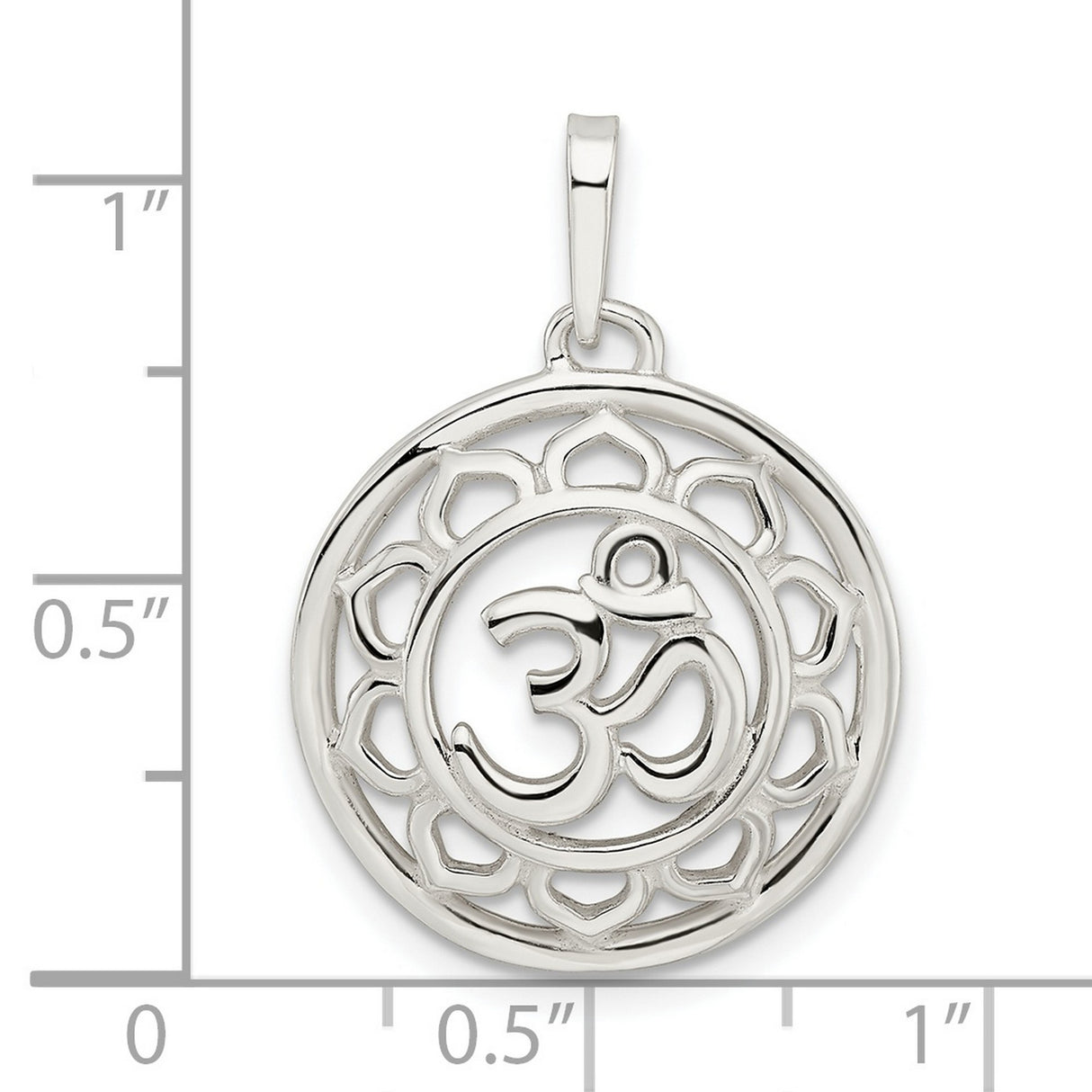 Sterling Silver Om Pendant with Lotus Flower Design, Yoga Meditation Jewelry for Women and Men