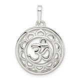 Sterling Silver Om Pendant with Lotus Flower Design, Yoga Meditation Jewelry for Women and Men