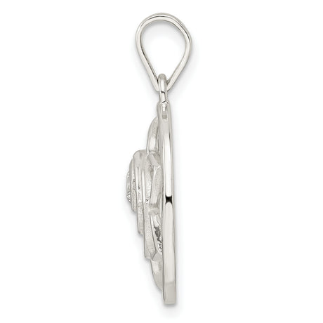CZ Lotus Chakra Filigree Charm Pendant in Real 925 Sterling Silver