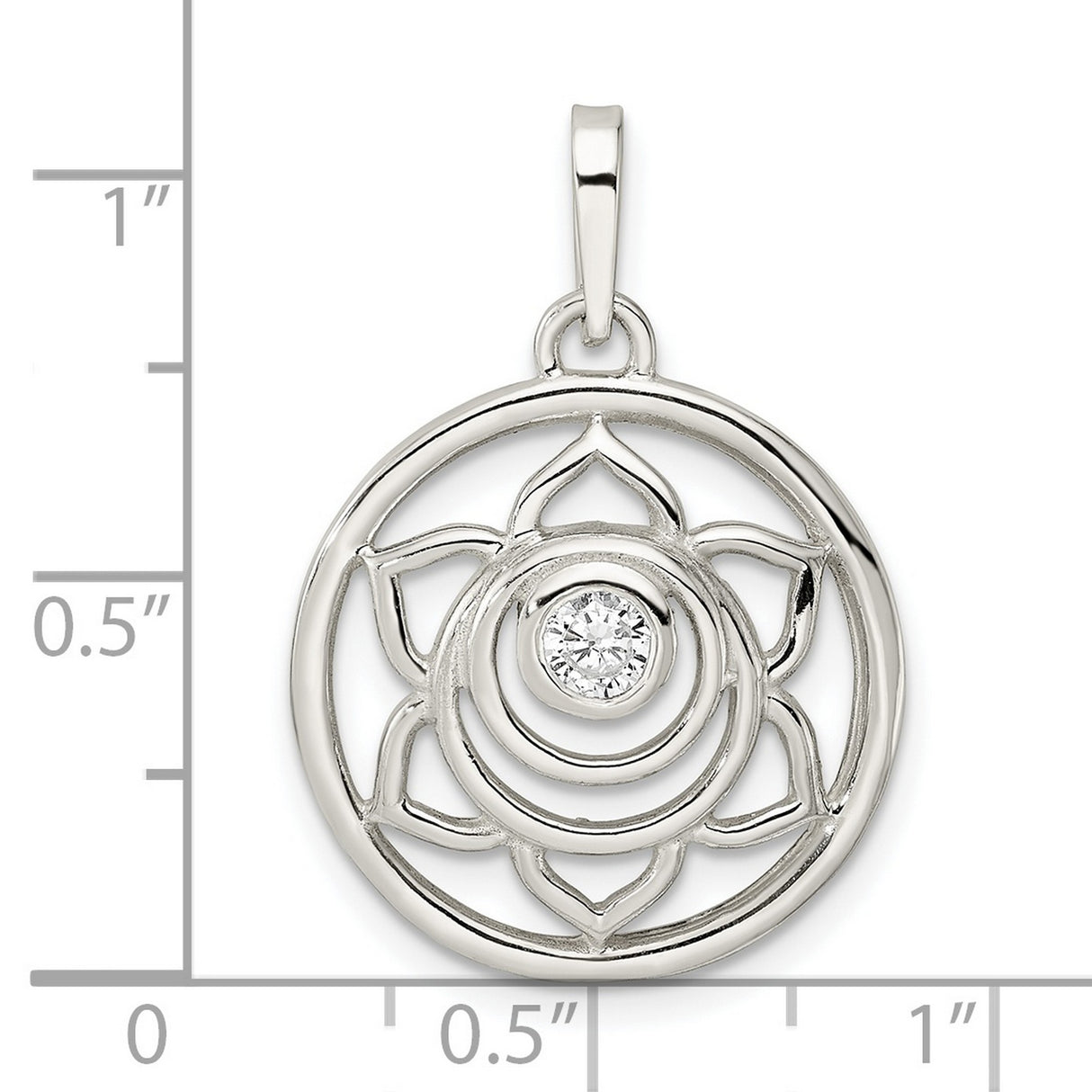 CZ Lotus Chakra Filigree Charm Pendant in Real 925 Sterling Silver