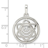 CZ Lotus Chakra Filigree Charm Pendant in Real 925 Sterling Silver