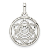 CZ Lotus Chakra Filigree Charm Pendant in Real 925 Sterling Silver