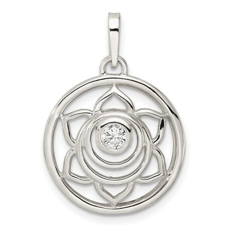 CZ Lotus Chakra Filigree Charm Pendant in Real 925 Sterling Silver