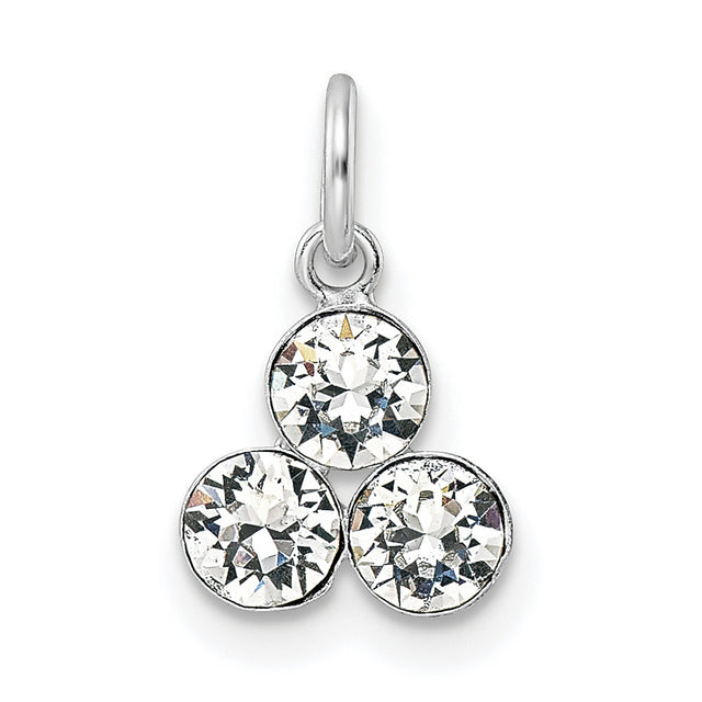 Sterling Silver Triangle Pendant with Cubic Zirconia, Cluster Design, Minimalist Jewelry for Women