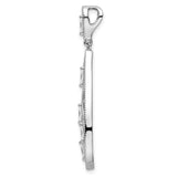 Sterling Silver Teardrop Dangle Earrings with Cubic Zirconia and Lattice Design
