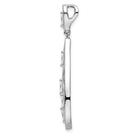 Sterling Silver Teardrop Dangle Earrings with Cubic Zirconia and Lattice Design
