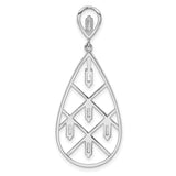Sterling Silver Teardrop Dangle Earrings with Cubic Zirconia and Lattice Design