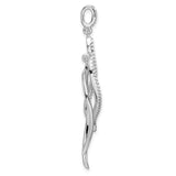 Sterling Silver Leaf Pendant with Cubic Zirconia, Abstract Modern Organic Design