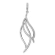 Sterling Silver Leaf Pendant with Cubic Zirconia, Abstract Modern Organic Design