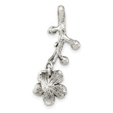 Sterling Silver Cherry Blossom Pendant with Textured Branch, Oxidized Floral Design