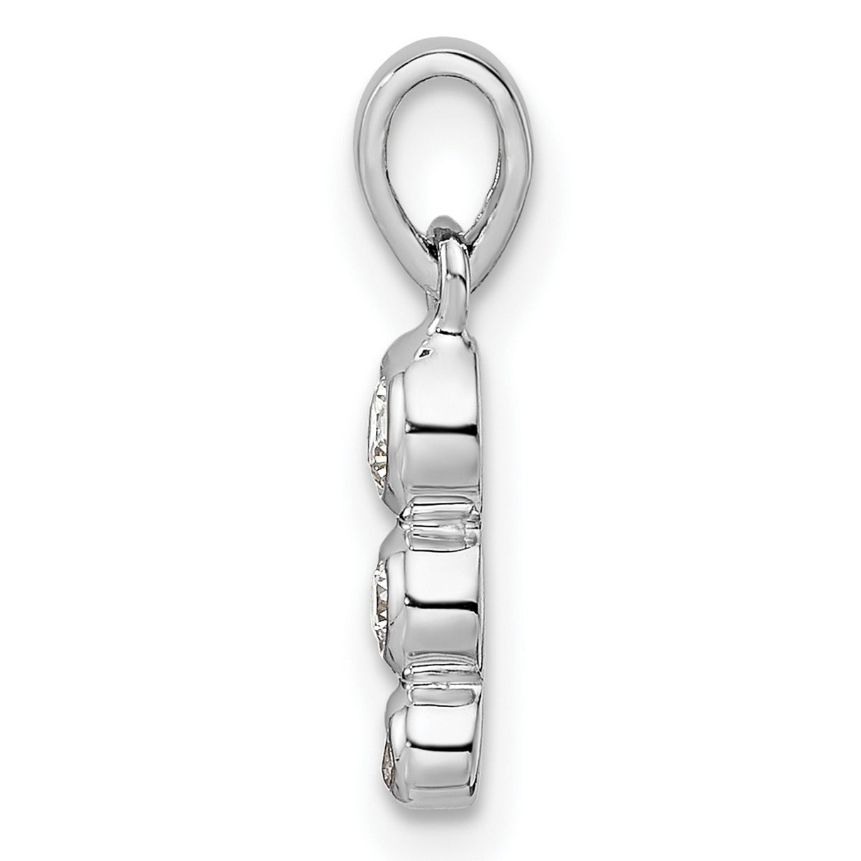 Sterling Silver Pendant with Trio Cubic Zirconia, Vertical Bezel Set, Modern Minimalist Design