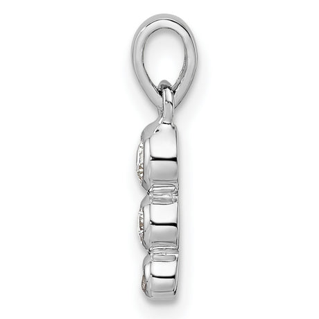 Sterling Silver Pendant with Trio Cubic Zirconia, Vertical Bezel Set, Modern Minimalist Design