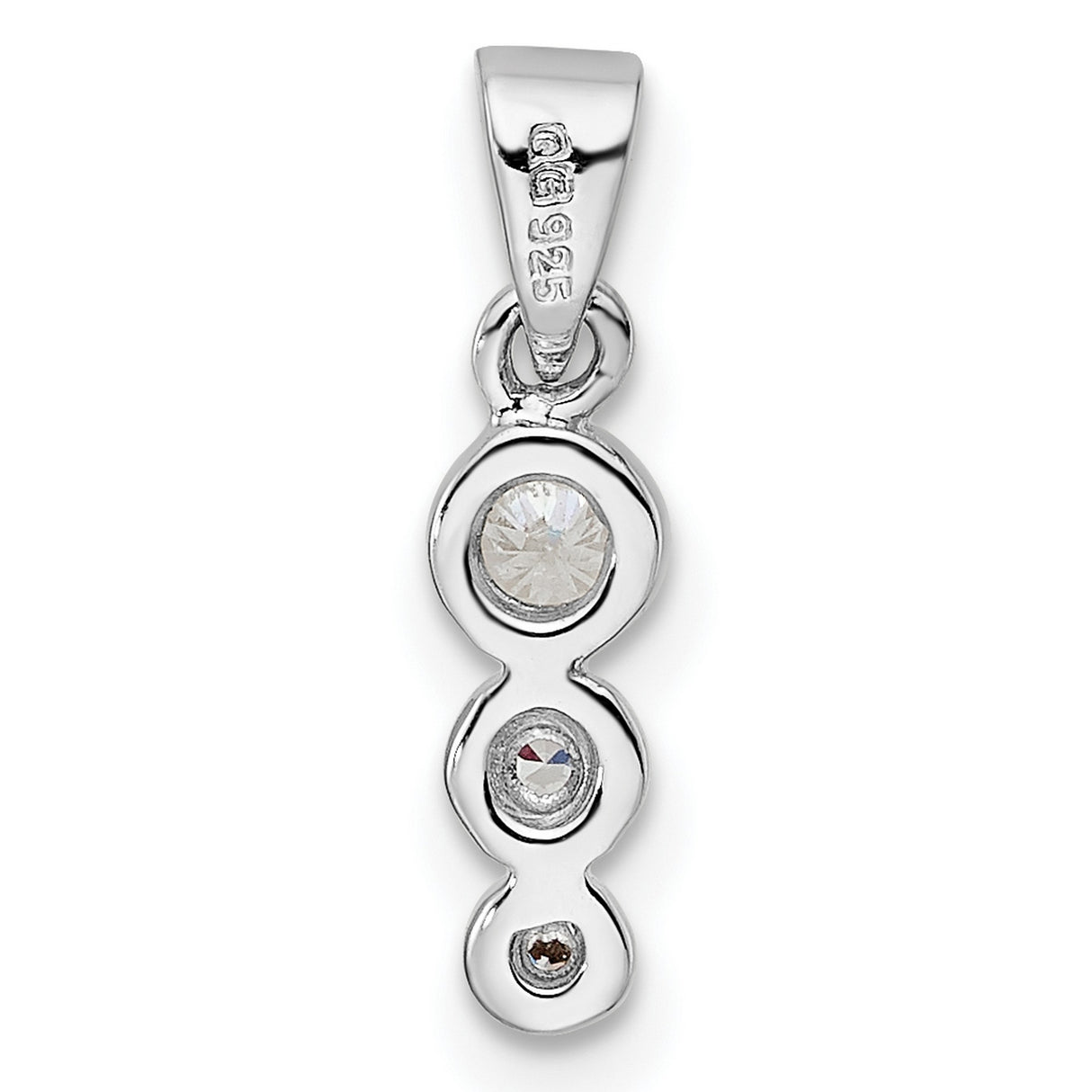 Sterling Silver Pendant with Trio Cubic Zirconia, Vertical Bezel Set, Modern Minimalist Design