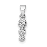 Sterling Silver Pendant with Trio Cubic Zirconia, Vertical Bezel Set, Modern Minimalist Design