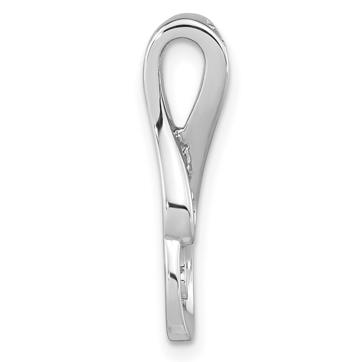 Sterling Silver Swirl Pendant with Teardrop Shape and Cubic Zirconia Accents