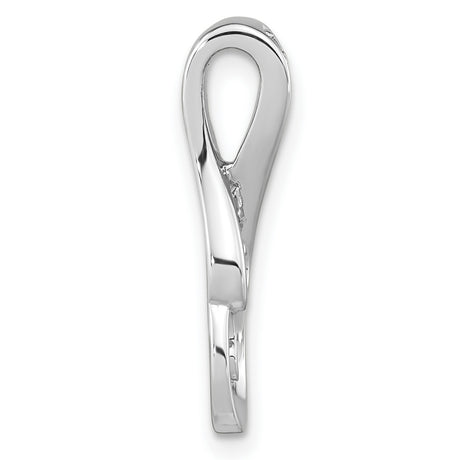 Sterling Silver Swirl Pendant with Teardrop Shape and Cubic Zirconia Accents