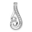 Sterling Silver Swirl Pendant with Teardrop Shape and Cubic Zirconia Accents