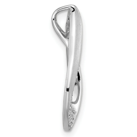 Sterling Silver Teardrop Pendant with Open Abstract Design and Cubic Zirconia Accent