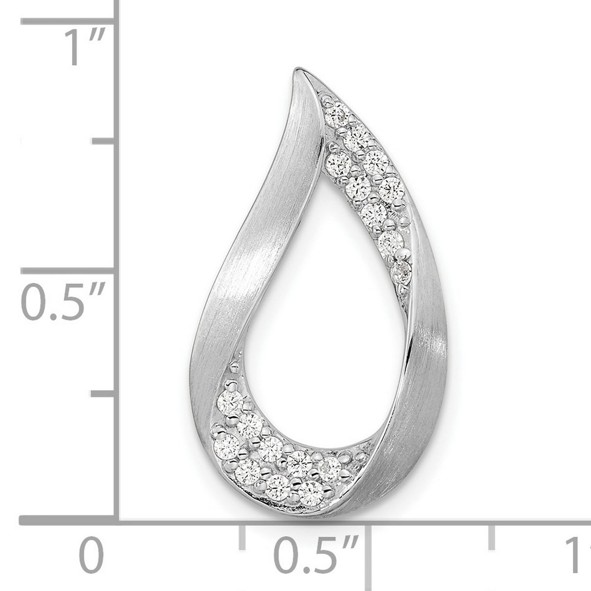 Sterling Silver Teardrop Pendant with Open Abstract Design and Cubic Zirconia Accent