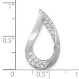 Sterling Silver Teardrop Pendant with Open Abstract Design and Cubic Zirconia Accent