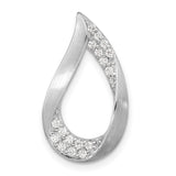 Sterling Silver Teardrop Pendant with Open Abstract Design and Cubic Zirconia Accent