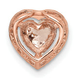 Sterling Silver Heart Pendant with Peach Gemstone and Cubic Zirconia for Women