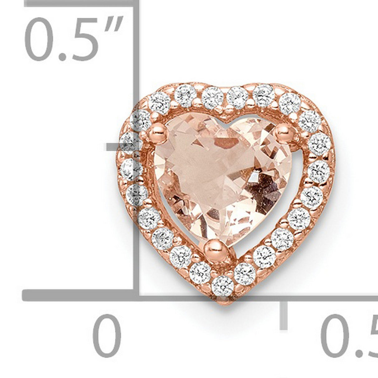 Sterling Silver Heart Pendant with Peach Gemstone and Cubic Zirconia for Women