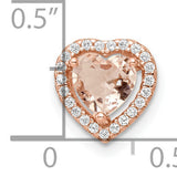 Sterling Silver Heart Pendant with Peach Gemstone and Cubic Zirconia for Women