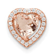 Sterling Silver Heart Pendant with Peach Gemstone and Cubic Zirconia for Women